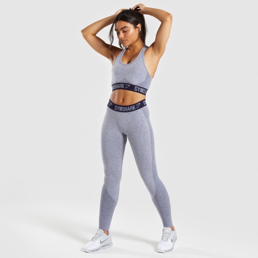 Gymshark Flex Leggings - Steel Blue Marl/Navy Blue